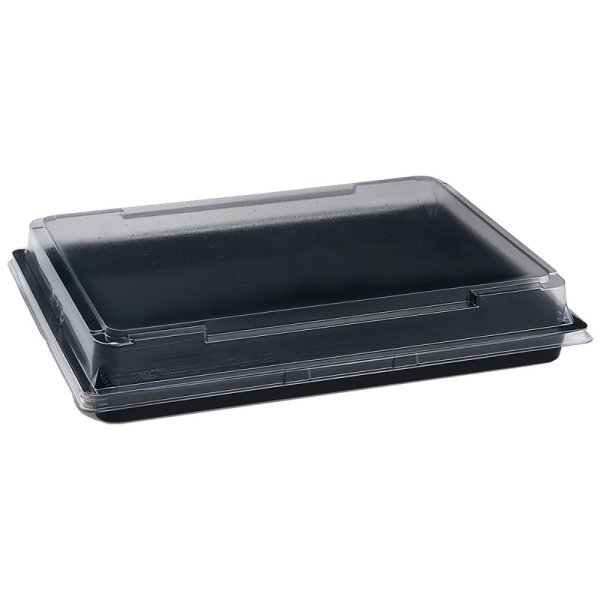 200 Stk. Sushi-Schalen PET schwarz mit Deckel 262 x 198 x 43 mm