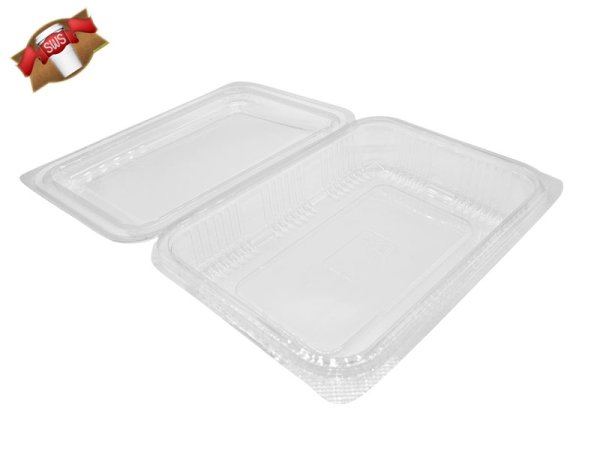 50 Stk. Rechteckschale klar mit Deckel 800 ml PET