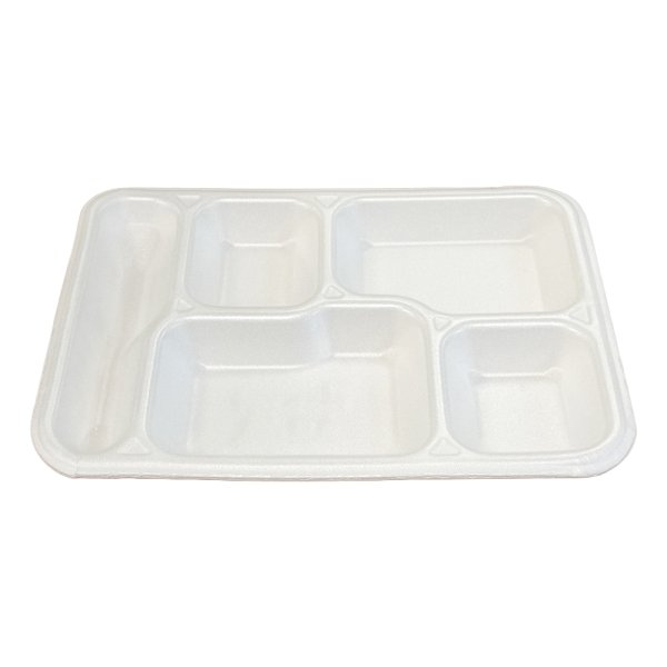 2100 Stk. Menüteller XPS 5-geteilt 351 x 264 x 27 mm weiß mit Besteckplatz