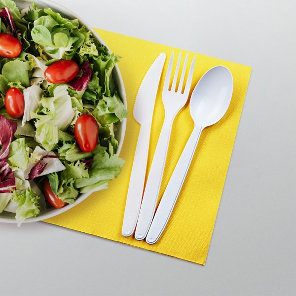 100 Stk. Mehrwegbesteck Gabeln 18,5 cm weiß