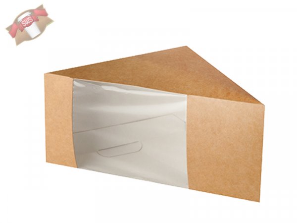 500 Stk. Sandwichboxen Pappe mit Sichtfenster 123x123x82 mm für 3 Scheiben biologisch abbaubar.