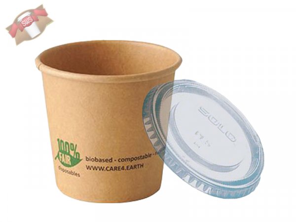 500 Stk. Dressingbecher, Dipbecher braun + Deckel 90 ml Portionsbecher
