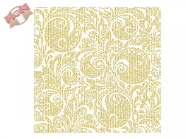 300 Stk. Weihnachts-Serviette 48 x 48cm, 1/4 Falz Motiv Jordan gold