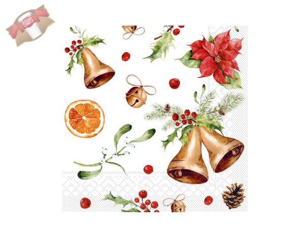 600 Stk. Weihnachts-Serviette 40 x 40 cm 1/4 Falz 3-lagig Motiv Marianne