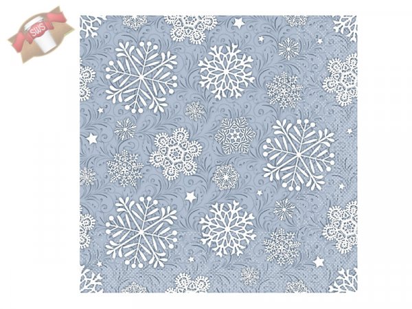 600 Stk. Servietten 3-lagig 33x33 cm Weihnachtsmotiv Steven silbergrau