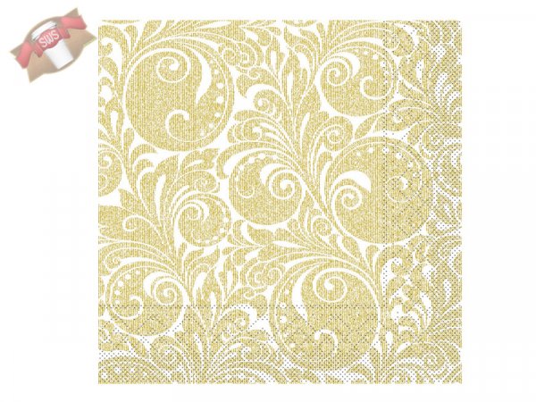600 Stk. Weihnachts-Serviette 40 x 40cm 1/4 Falz 3lagig Motiv Jordan gold