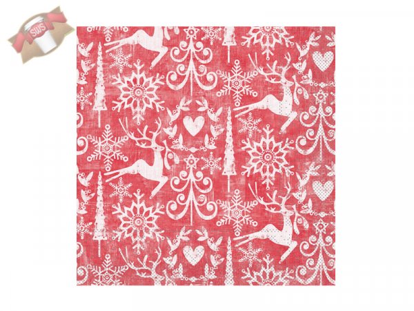 600 Stk. Weihnachts-Serviette 40 x 40 cm 1/4 Falz 3-lagig Motiv BOB rot