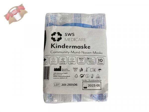 25 Stk. 3-lagig Mundschutz Maske für Kinder Hygienemaske Einweg blau