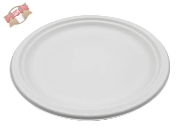 50 Stk. Menüteller aus Zuckerrohr Bagasse ungeteilt rund Ø 26 cm