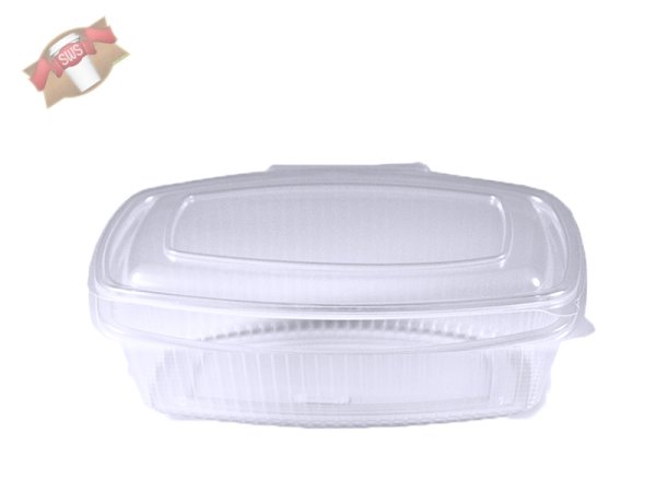 50 Stk. Feinkostbecher  Salatschalen oval klar mit anhängendem Deckel 125 ml