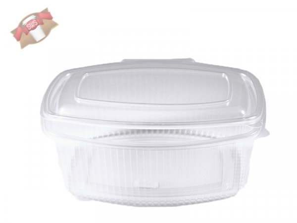 50 Stk. Feinkostbecher Salatschale oval klar mit anhängendem Deckel 250 ml