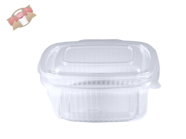 50 Stk. Feinkostbecher Salatschale oval klar mit anhängendem Deckel 500 ml