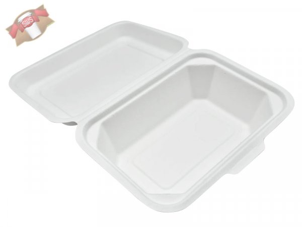 150 Stk. Hamburgerboxen Menüboxen für Hamburger 183x136 mm Bagasse weiß