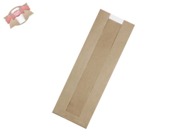 500 Stk. Blockbeutel m.Fenster Größe M 14+7x40 cm braun bio Food to go
