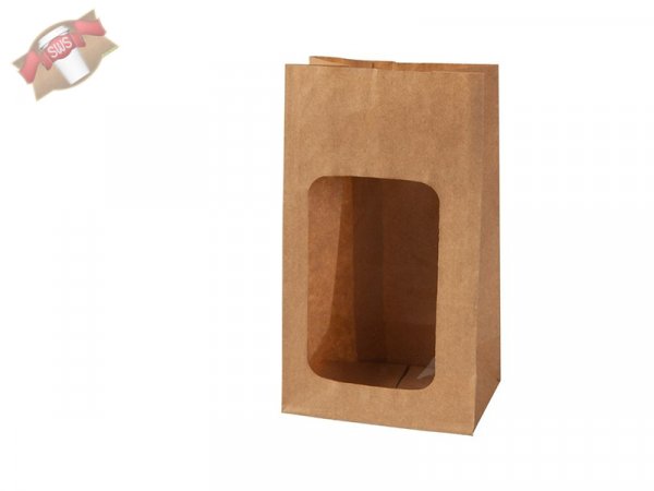 500 Stk. Blockbeutel m. Fenster Größe S 9,5x6x18 cm bio Food to go