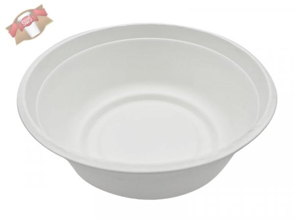 50 Stk. BIO Schalen aus Zuckerrohr Salatschale Ø 175x67 mm Bagasse weiß