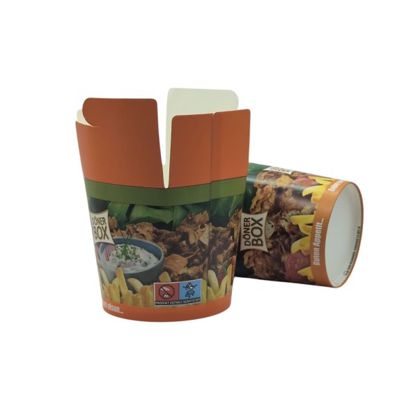 50 Stk. Faltboxen Dönerboxen Pommesboxen 16oz 500ml Neutralmotiv Döner Kebab Box