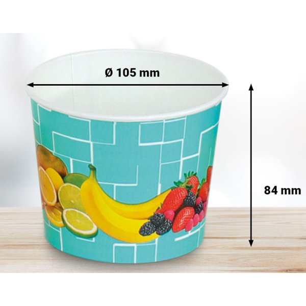 45 Stk. Eisbecher Hartpapierbecher 450 ml Früchte Blau Ø 104 x 84 mm