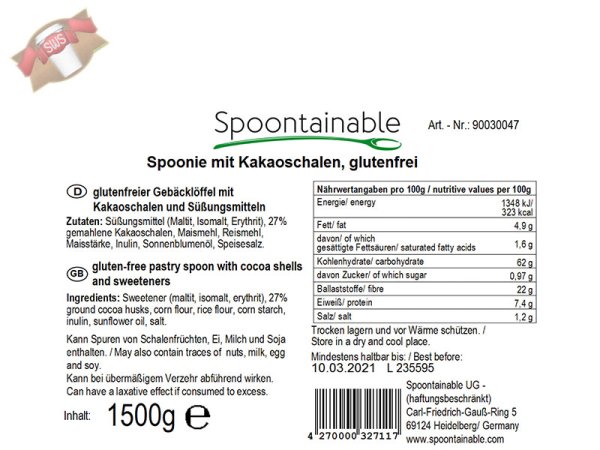 105 Stk. Spoonie choc essbarer Eislöffel Eisspaten 7 cm Lang