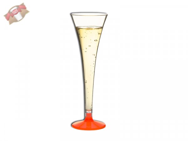 100 Stk. Mehrwegbecher Sekt Sektglas PC 0,1 ltr. Fuss/leucht orange