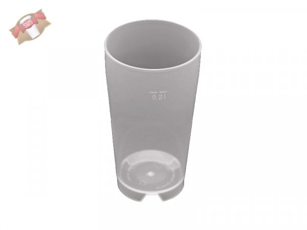 500 Stk. Mehrwegbecher Longdrink 0,2 l transparent PP mit Eichstrich