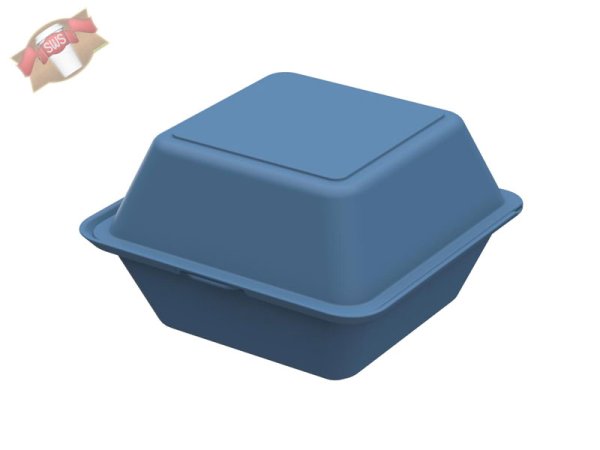 50 Stk. Mehrweg Hamburgerboxen "ToGo" blau 157 x 157 x 84 mm