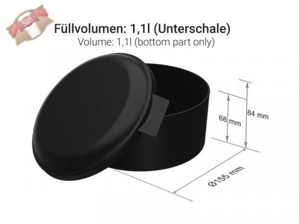 35 Stk. Mehrweg Menübox "ToGo" rund schwarz Ø 159 x 84 mm