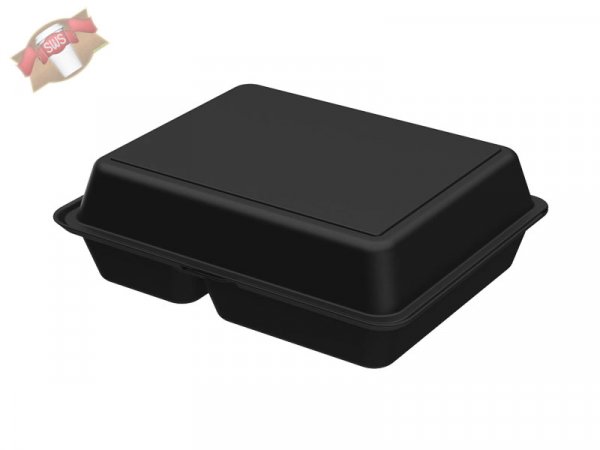 25 Stk. Mehrweg Menüboxen "ToGo" large schwarz 203 x 252 x 84 mm