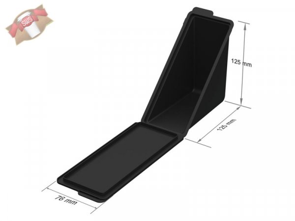 50 Stk. Mehrweg Sandwichboxen „ToGo“, schwarz 185 x 75 x 90 mm