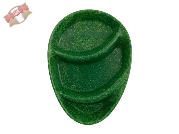 60 Stk. Mehrweg-Menü-Teller Pfandteller 275x200x35mm 3 Kammern tropfenförmig Spinat dunkelgrün