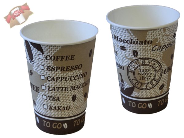 100 Stk. Coffee to go Becher Kaffeebecher Mountain 180 ml