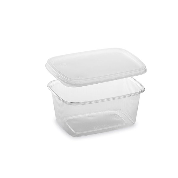 500 Stk. Rechteckbecher Feinkostbecher 250 ml mit Deckel Becher Gastro aus PP