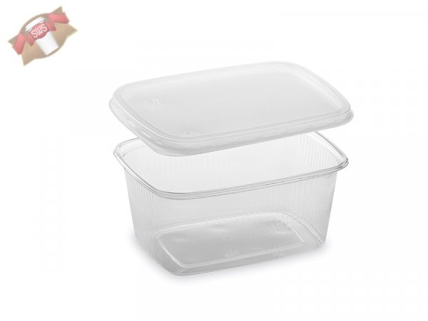 500 Stk. Rechteckbecher Feinkostbecher 250 ml mit Deckel Becher Gastro aus PP