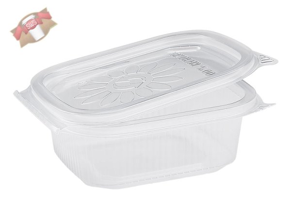 50 Stk. Feinkostbecher PP mit Deckel Ripboxx Tiny klar 250 ml 127 x 108 x 44 mm