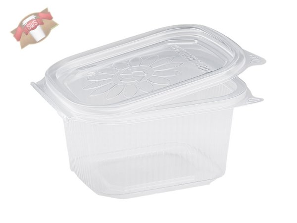 50 Stk. Feinkostbecher PP mit Deckel Ripboxx Tiny klar 375 ml 127 x 108 x 63 mm