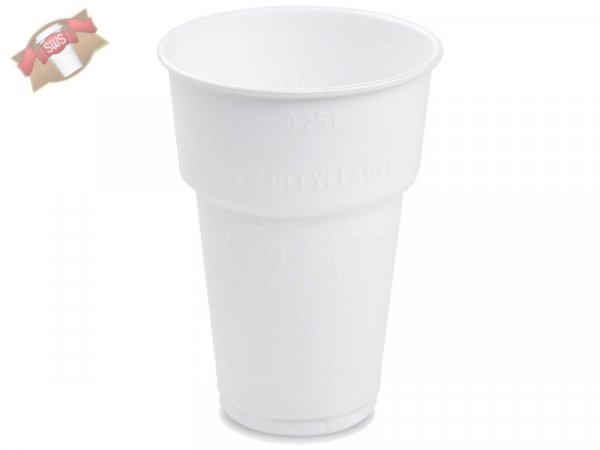 50 Stk. Trinkbecher 200/250 ml Ø 78 mm weiß Thermobecher Kaffeebecher aus XPP