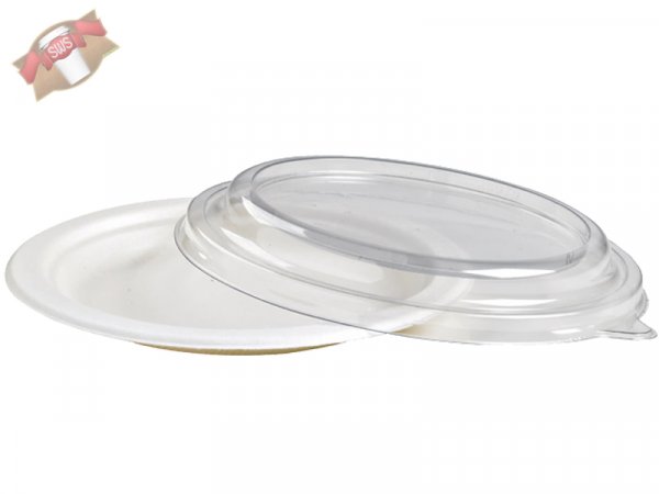 1000 Stk. Zuckerrohr Bagasse Teller rund Ø 18 cm Bio weiß