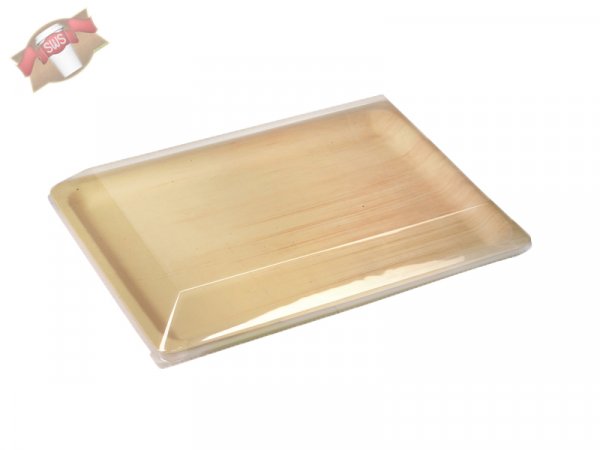 100 Stk. PET-Deckel für Holzteller 409x285x45 mm