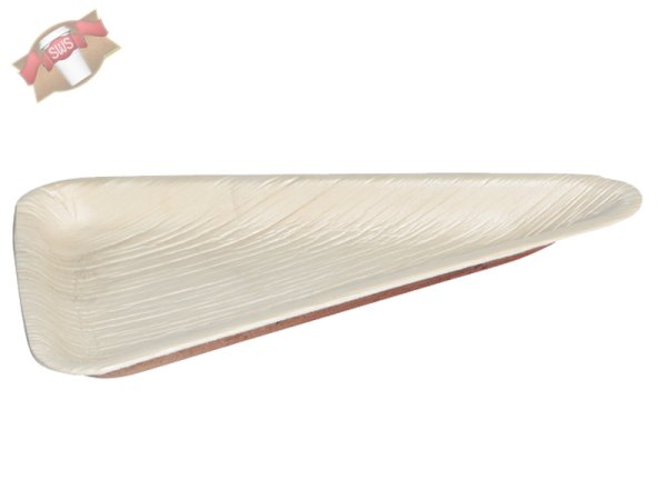 100 Stk. Palmblatt Pizzasliceteller dreieckig für Pizza braun 25x14x1,2 cm