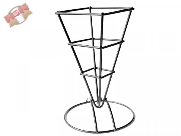 6 Stück Schwarzer Pommes-Frites Halter aus Metall 92x69x130mm