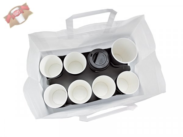 250 Stück Bio Becherhalter Tray Tablett für 8 Becher 300x170x70mm