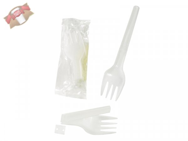 1.000 Stück Weiße zusammenklappbare Gabeln 135mm einzeln verpackt