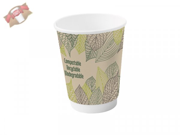 500 Stück Bio Doppelwandiger Bio-Pappbecher Ø 90mm H159mm 600ml