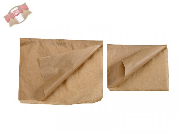 1.000 Stück Bio Einschlagpapier braun an 2 Seiten geöffnet 240x240mm