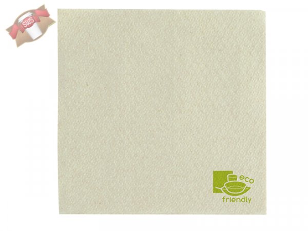 4800 Stk. Bio Servietten naturfarben mit Logo "Eco friendly" 2-lagig 300x300mm