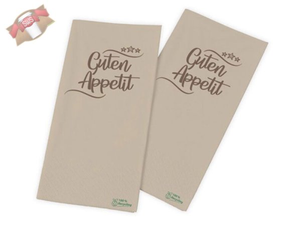 2.000 Stk. Servietten 33x33 cm 2lagig rec. braun Guten Apettit
