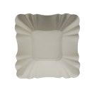 250 Stk. Pappschale eckig 9 x 9 x 3 cm weiß aus Recyclingkarton mit Fettbarriere