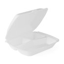 200 Stk. Menüboxen Lunchboxen HP4 XPS 245x210x72 mm weiß laminiert – 3-geteilt