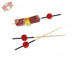 2000 Stk. Bio-Bambus Fingerfood Deko Picker schwarz mit roter Kugel 9 cm